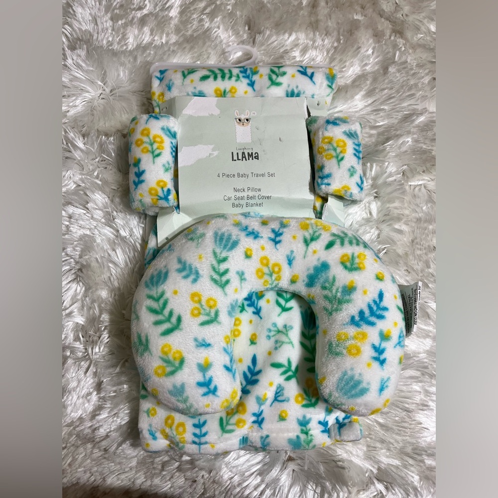 Llama Baby Travel Set - Green and Yellow Floral